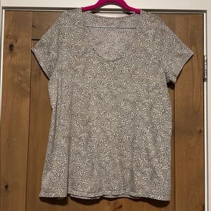 J.jill Purejill Side-Slit Elliptical Tee Top Womens L oversized leaf pattern